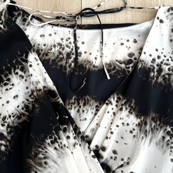 Jessica Simpson Christina Print Black White Watercolor Plunging Back Tunic Dress - Picture 3 of 15